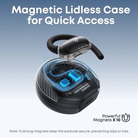 Anker Soundcore Open-Ear Headphones, Comfortable Fit, Clear Sound, Lidless Case | V40i | Built-in microphone | Bluetooth | Black