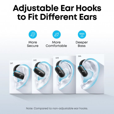 Anker Soundcore Open-Ear Headphones, Comfortable Fit, Clear Sound, Lidless Case | V40i | Built-in microphone | Bluetooth | Black