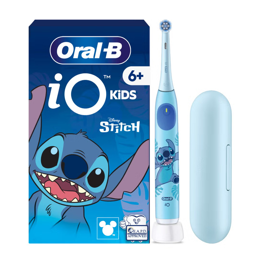 Oral-B Electric Toothbrush with Travel Case, 6Y+ | iO Kids Disney Stitch | Rechargeable | For kids | Number of brush heads inclu