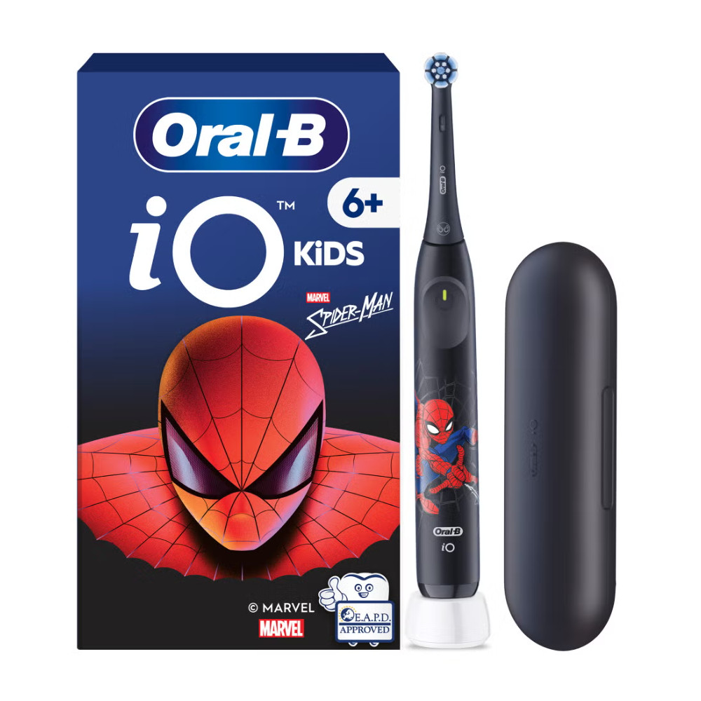 Oral-B Electric Toothbrush with Travel Case, 6Y+ | iO Kids Marvel Spiderman | Rechargeable | For kids | Number of brush heads in