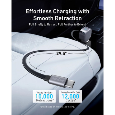 Anker Nano Car Charger (75W, USB-C Port, Built-In Retractable USB-C Cable)