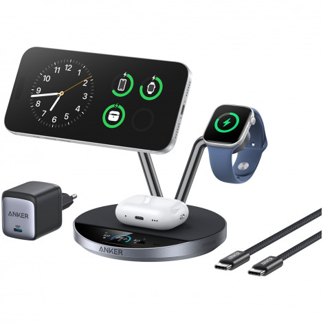 Anker Prime Wireless Charging Station Qi2.2 25W wireles charging (3-in-1, MagGo, AirCool, Dock Stand) PSU added