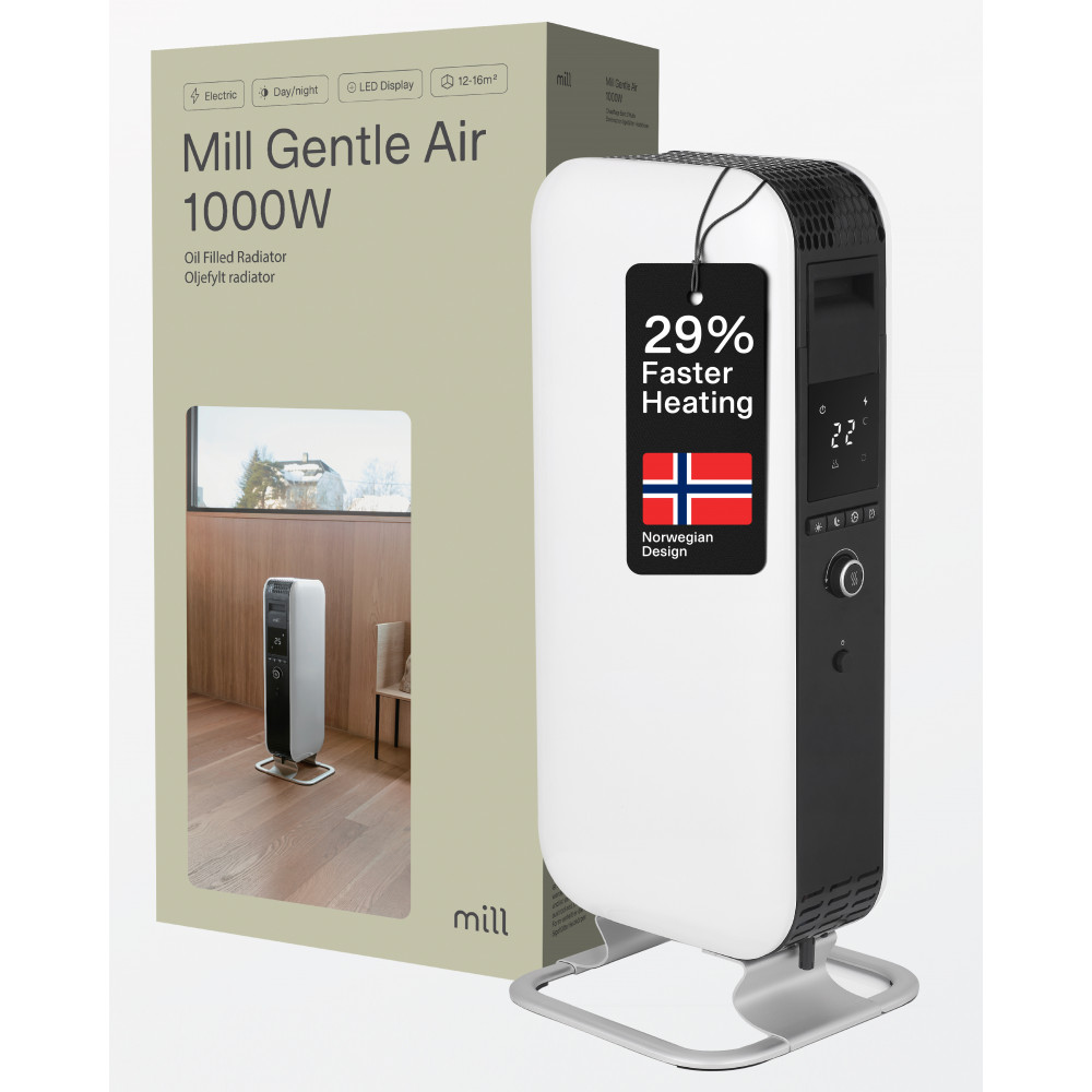 Mill | Heater | AB-H1000DN | Oil Filled Radiator | 1000 W | Number of power levels 3 | Suitable for rooms up to 12-16 m | White