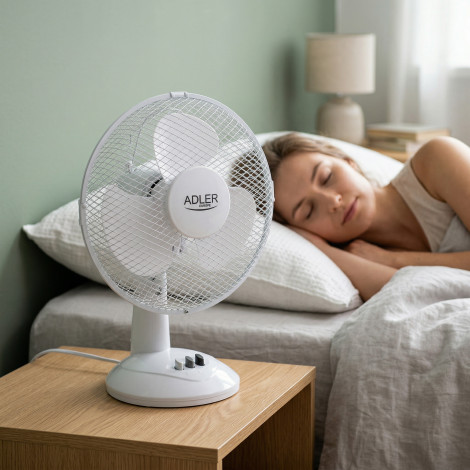 Adler | AD 7302 | Desk Fan | White | Diameter 23 cm | Number of speeds 2 | Oscillation | 22 W