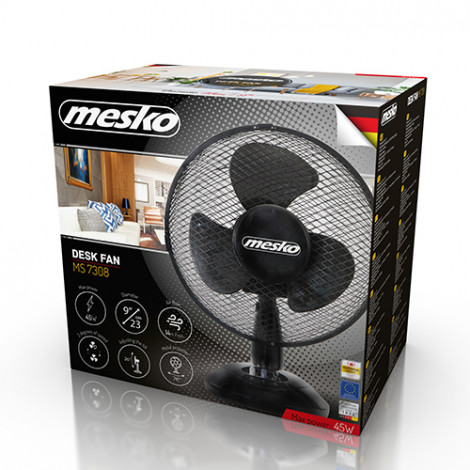 Mesko | Fan | MS 7308 | Table Fan | Black | Diameter 23 cm | Number of speeds 2 | Oscillation | 30 W