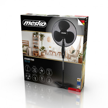 Mesko | Fan | MS 7311 | Stand Fan | 45 W | Diameter 40 cm | Number of speeds 3 | Oscillation | Black