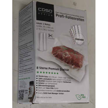 SALE OUT. Caso Roll for Vacuum sealer 20x600cm | Caso | Foil rolls | 01221 | 2 units | Dimensions (W x L) 20 x 600 cm | Transpar