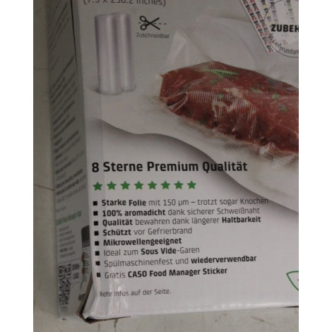 SALE OUT. Caso Roll for Vacuum sealer 20x600cm | Caso | Foil rolls | 01221 | 2 units | Dimensions (W x L) 20 x 600 cm | Transpar