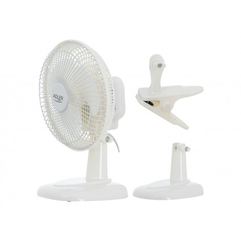 Adler | Fan with clip | AD 7317 | Table Fan | 30 W | Diameter 15 cm | Number of speeds 2 | White