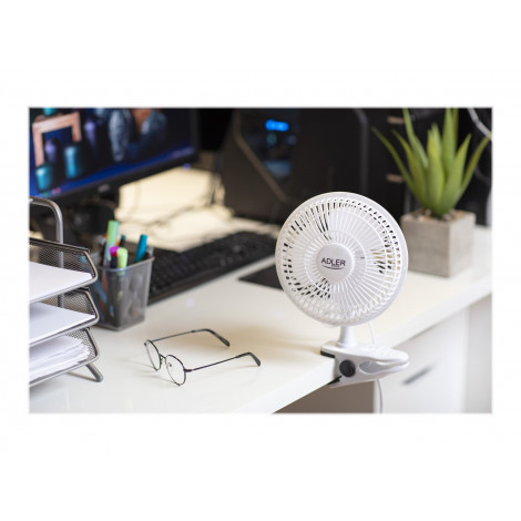 Adler | Fan with clip | AD 7317 | Table Fan | 30 W | Diameter 15 cm | Number of speeds 2 | White