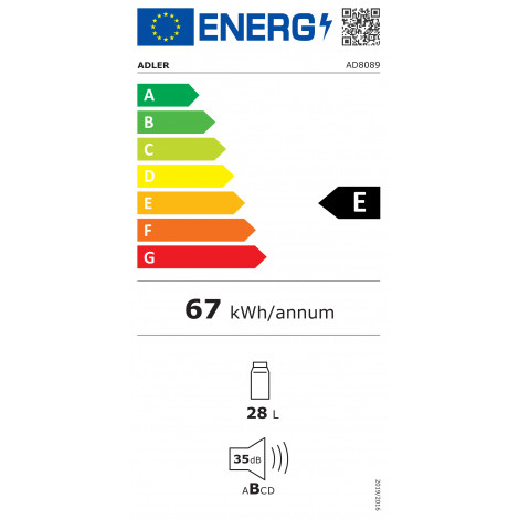 Adler | Thermoelecric Cooler | AD 8089 | Energy efficiency class E | Free standing | Larder | Black