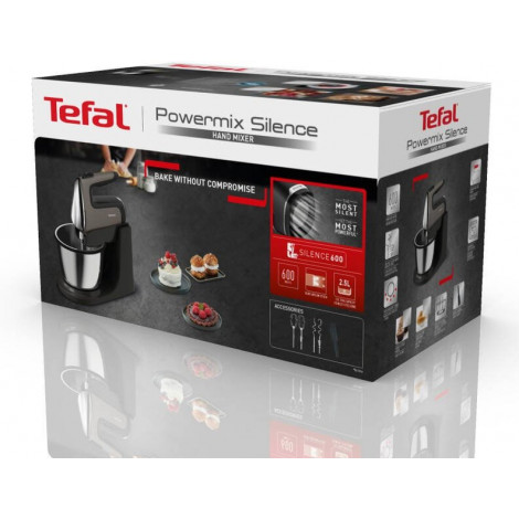 TEFAL | Hand Mixer | Powermix Silence HT654E38 | Hand Mixer | 600 W | Number of speeds 5 | Turbo mode | Dark grey