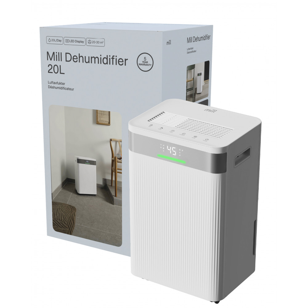 Mill | Dehumidifier | MDH20 | Suitable for rooms up to 20-30 m | Water tank capacity 4 L | White