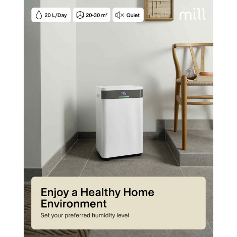 Mill | Dehumidifier | MDH20 | Suitable for rooms up to 20-30 m | Water tank capacity 4 L | White