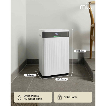 Mill | Dehumidifier | MDH20 | Suitable for rooms up to 20-30 m | Water tank capacity 4 L | White