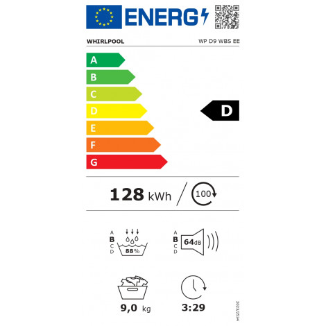 Whirlpool Dryer Machine | WP D9 WBS EE | Energy efficiency class D | Front loading | 9 kg | Heat pump | Digital | Depth 61 cm | 