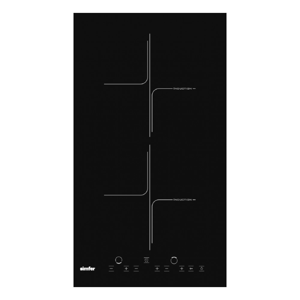 Hob | 3020 XEISP | Simfer Number of burners/cooking zones 2 | Induction | Touch control | Timer | Black