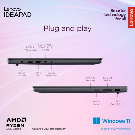 Lenovo IdeaPad Slim 3 15AMN8 | Arctic Grey | 15.6 " | TN | FHD | 1920 x 1080 pixels | Anti-glare | AMD Ryzen 3 | 7320U | 16 GB |