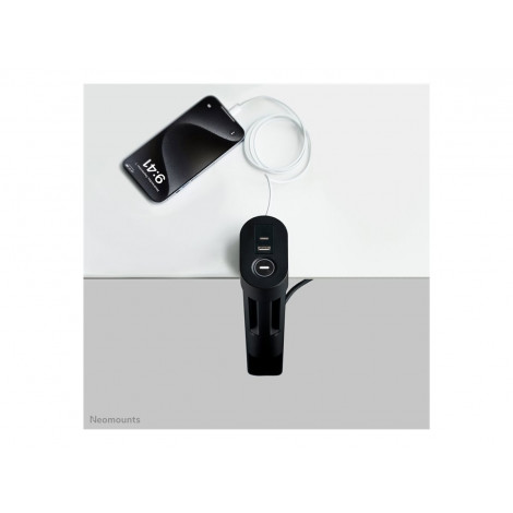 Neomounts | Desk socket with clamp and USB-C and USB-A ports - Quick charge | DS22-840BL6