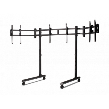 Next Level Racing Floor stand | Round Tube Freestanding Single Monitor Stand | Up to 3x43 " | Height adjustment, Tilt | Maximum 