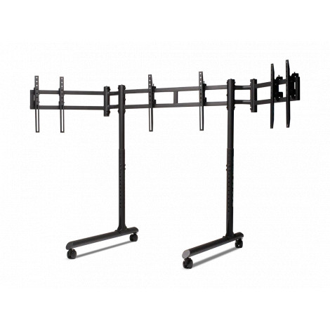 Next Level Racing Floor stand | Round Tube Freestanding Single Monitor Stand | Up to 3x43 " | Height adjustment, Tilt | Maximum 