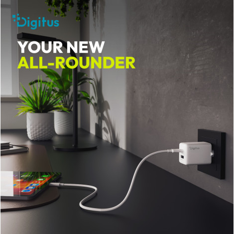 Digitus USB GaN Charger 45W, 1x USB-C, 1x USB-A | DA-10302
