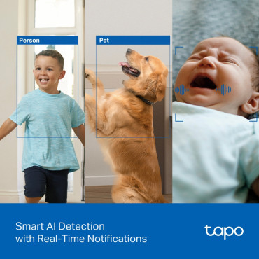 TP-LINK | Tapo C250 | Pan/Tilt AI Home Security Wi-Fi Camera | PTZ | 8 MP | 4mm/F1.6 | H.265 | MicroSD Card up to 512 GB