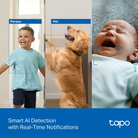 TP-LINK | Tapo C250 | Pan/Tilt AI Home Security Wi-Fi Camera | PTZ | 8 MP | 4mm/F1.6 | H.265 | MicroSD Card up to 512 GB