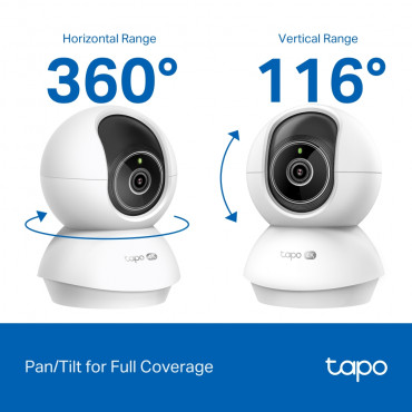TP-LINK | Tapo C250 | Pan/Tilt AI Home Security Wi-Fi Camera | PTZ | 8 MP | 4mm/F1.6 | H.265 | MicroSD Card up to 512 GB