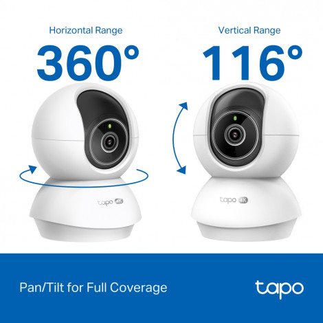 TP-LINK | Tapo C250 | Pan/Tilt AI Home Security Wi-Fi Camera | PTZ | 8 MP | 4mm/F1.6 | H.265 | MicroSD Card up to 512 GB