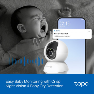 TP-LINK | Tapo C250 | Pan/Tilt AI Home Security Wi-Fi Camera | PTZ | 8 MP | 4mm/F1.6 | H.265 | MicroSD Card up to 512 GB