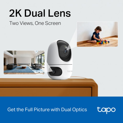 TP-LINK | Tapo C245D | Dual Lens Pan/Tilt Security Camera | Dome | 3 MP | 3.1mm/F1.6 | MicroSD Card up to 512 GB