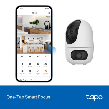 TP-LINK | Tapo C245D | Dual Lens Pan/Tilt Security Camera | Dome | 3 MP | 3.1mm/F1.6 | MicroSD Card up to 512 GB