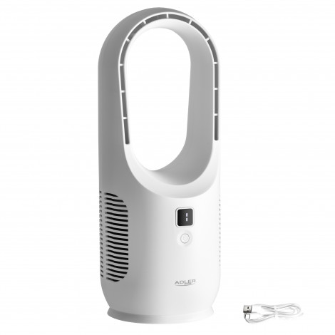 Adler Bladeless Rechargeable Fan | AD 7343 | Desk Fan | Diameter 14 cm | Number of speeds 3 | White