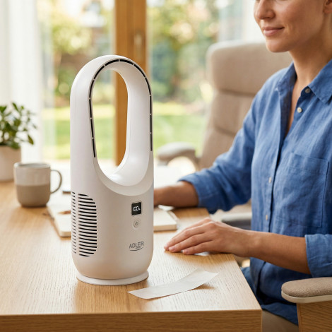 Adler Bladeless Rechargeable Fan | AD 7343 | Desk Fan | Diameter 14 cm | Number of speeds 3 | White