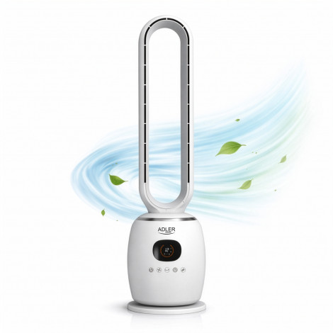 Adler Bladeless Fan | AD 7344 | Tower Fan | 60 W | Diameter 23 cm | Number of speeds 3 | Oscillation | Remote control | White
