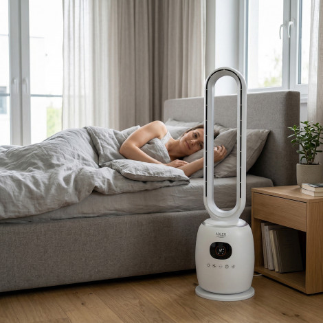 Adler Bladeless Fan | AD 7344 | Tower Fan | 60 W | Diameter 23 cm | Number of speeds 3 | Oscillation | Remote control | White