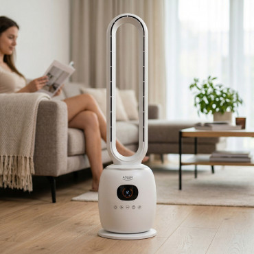 Adler Bladeless Fan | AD 7344 | Tower Fan | 60 W | Diameter 23 cm | Number of speeds 3 | Oscillation | Remote control | White