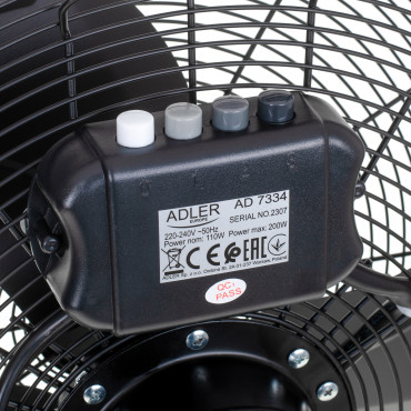 Adler | AD 7334 | Velocity Fan | 110 W | Diameter 45 cm | Number of speeds 3 | Oscillation | Black