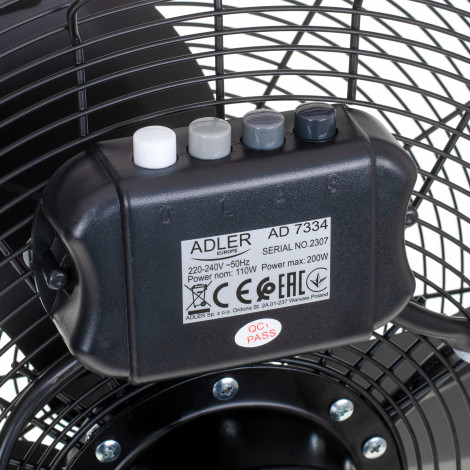 Adler | AD 7334 | Velocity Fan | 110 W | Diameter 45 cm | Number of speeds 3 | Oscillation | Black