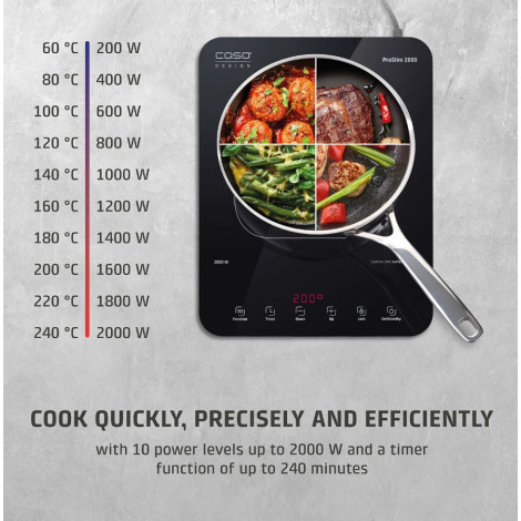 Caso Mobile Single Hob | ProSlim 2000 | Induction | Number of burners/cooking zones 1 | Touch | Timer | Black