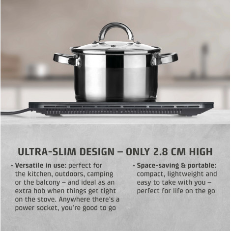 Caso Mobile Single Hob | ProSlim 2000 | Induction | Number of burners/cooking zones 1 | Touch | Timer | Black