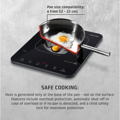 Caso Mobile Single Hob | ProSlim 2000 | Induction | Number of burners/cooking zones 1 | Touch | Timer | Black
