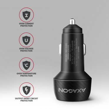 AXAGON Car charger 48W, USB-A + USB-C, PD3.0/PPS/QC4+/SFC | PWC-PQ48