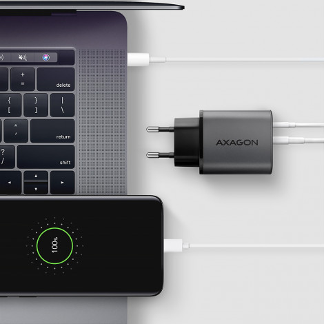 AXAGON Wall charger 67W, USB-A + USB-C, PD3.0/PPS/QC4+/SF | ACU-PQ67D