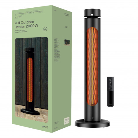 Mill CBOC20FLOOR Oscilliating Infrared Outdoor Heater, 2000 W, Black | Mill