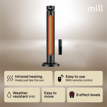 Mill CBOC20FLOOR Oscilliating Infrared Outdoor Heater, 2000 W, Black | Mill