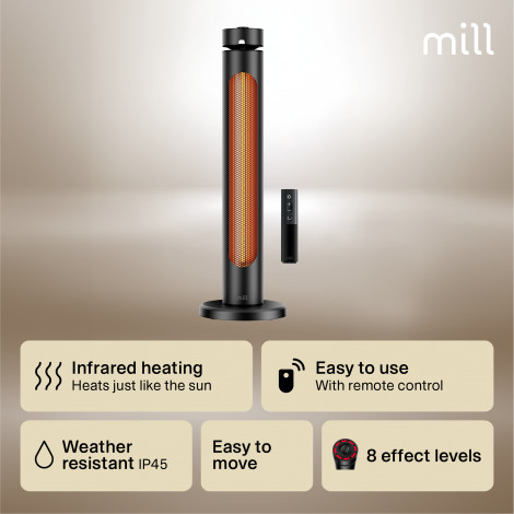 Mill CBOC20FLOOR Oscilliating Infrared Outdoor Heater, 2000 W, Black | Mill