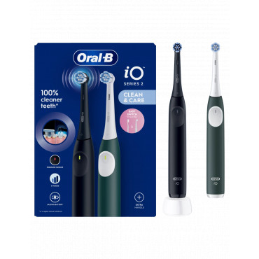 Oral-B Electric Toothbrush, Duo pack | iO2 Series | Rechargeable | For adults | Number of brush heads included 2 | Number of tee