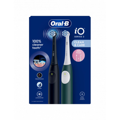 Oral-B Electric Toothbrush, Duo pack | iO2 Series | Rechargeable | For adults | Number of brush heads included 2 | Number of tee